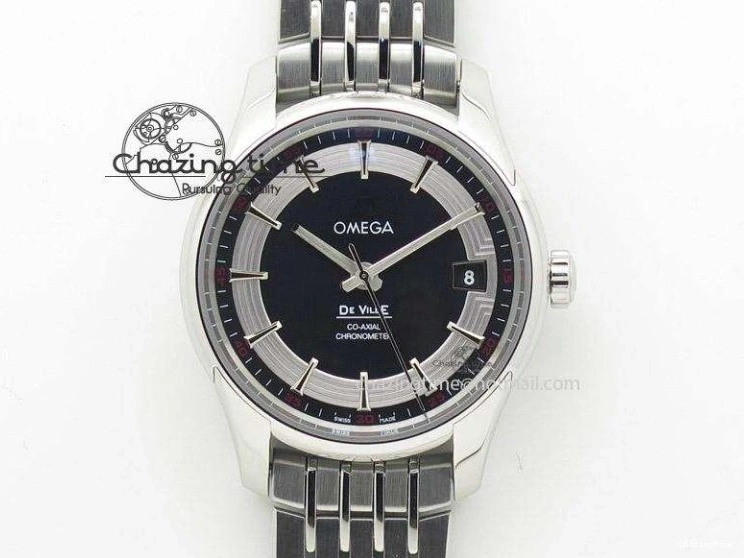 0823 De Ville Hour Vision Co-Axial 41mm SS V6F Best Edition Black Dial On SS Bracelet A BestValue 8277